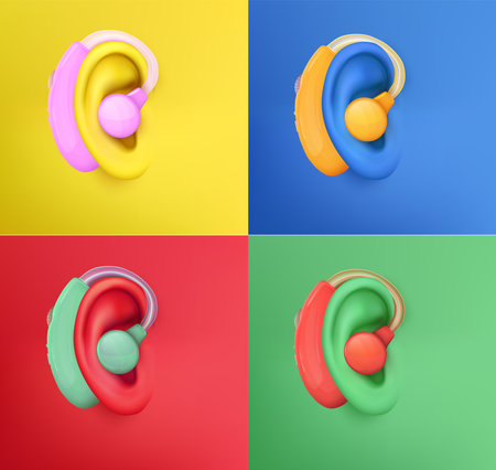 vector human ear. hearing treatment, plastic surgery, implantation. multicolor set. your personality
