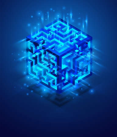 vector volumetric maze, search for solutions and yourself. mind games conceptのイラスト素材