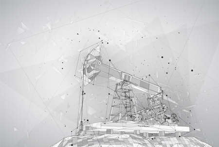 vector oil rig in 3d transparent outline styleのイラスト素材