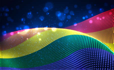 Vector bright glowing country flag of abstract dots. Rainbow LGBTのイラスト素材