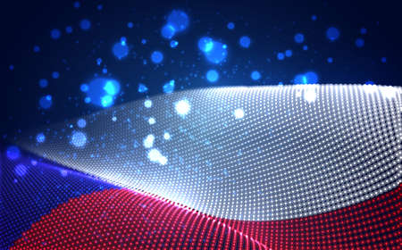 Vector bright glowing country flag of abstract dots. Czech