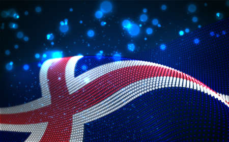 Vector bright glowing country flag of abstract dots. Icelandのイラスト素材