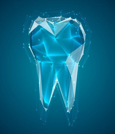 vector 3d tooth for dental medicine. on a blue backgroundのイラスト素材