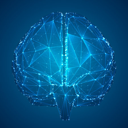 three-dimensional vector cyber brain. neural network mega-data processing, template interface design...