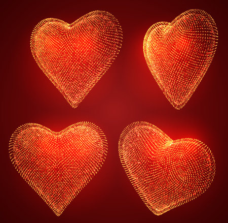 set of vector bulk hearts for medicine and holidayのイラスト素材