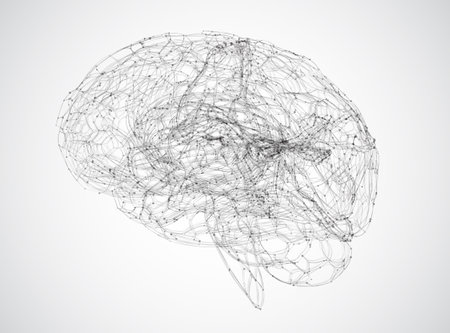Vector illustration, three-dimensional brain on a dark backgroundのイラスト素材
