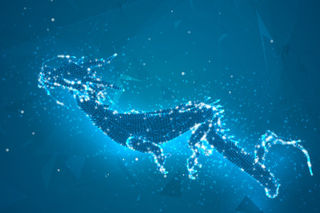 symbol of chinese new year. long flying dragon kite. vector 3d illustrationのイラスト素材