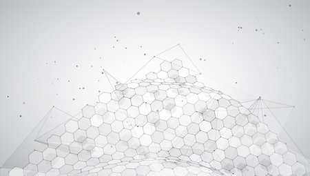 abstract vector background with hexagons. landscape of the virtual world. 3d designのイラスト素材