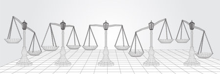 virtual 3d libra are on the table. vector background.のイラスト素材