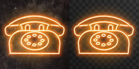 Vector neon advertising signboard on a stone wall. setのイラスト素材