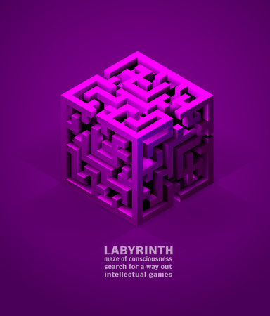 vector volumetric maze, search for solutions and yourself. mind games conceptのイラスト素材