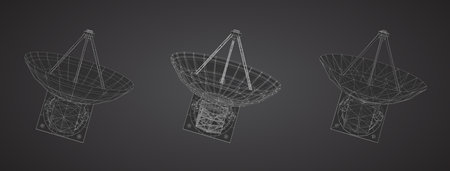 vector set. radio antenna. astronomy and space researchのイラスト素材