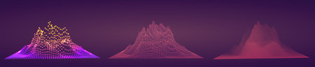 Vector abstract info graphic in the form of a mountain. bright glowing design element.