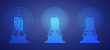 vector set. radio antenna. astronomy and space researchのイラスト素材