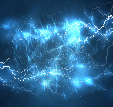 A bright lightning in the dark sky. vector imageのイラスト素材