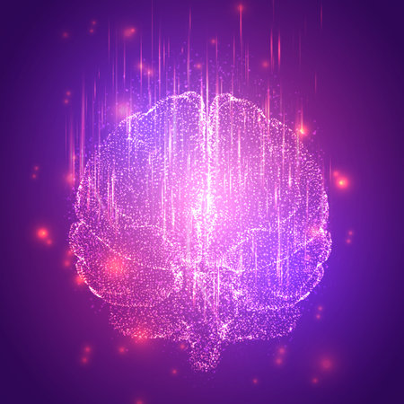 3D vector cyber brain. neural network mega-data processing, template interface design on a color background.のイラスト素材