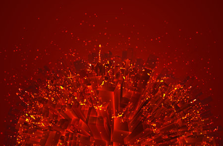 vector abstract 3d crystal. a view of the roofs of the city, a large chaotic set of glass pendants.のイラスト素材