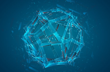 a volume luminous sphere on a dark background. abstract vector object. virtual ball hanging in the airのイラスト素材