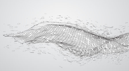 abstract vector background with hexagons. landscape and landscape of the virtual world. 3d designのイラスト素材