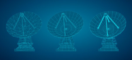 vector set. radio antenna. astronomy and space researchのイラスト素材