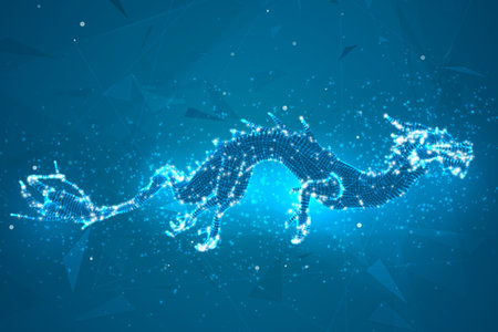 symbol of chinese new year. long flying dragon kite. vector 3d illustrationのイラスト素材