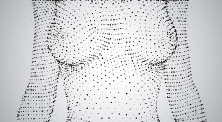 3d vector female body of dots on a white backgroundのイラスト素材
