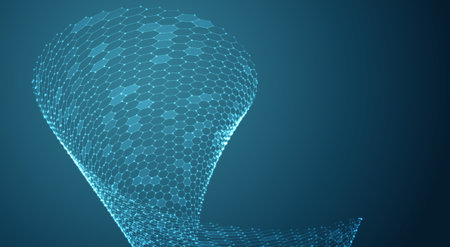 abstract vector background with hexagons. landscape and landscape of the virtual world. 3d designのイラスト素材