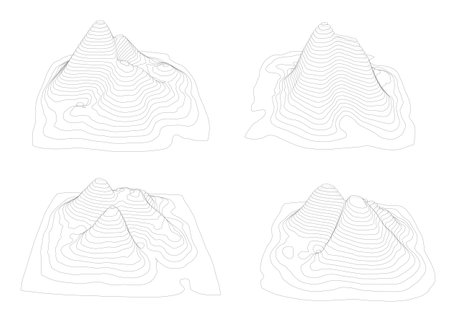 vector mountain layout, diagram, layers of the landscape heightのイラスト素材