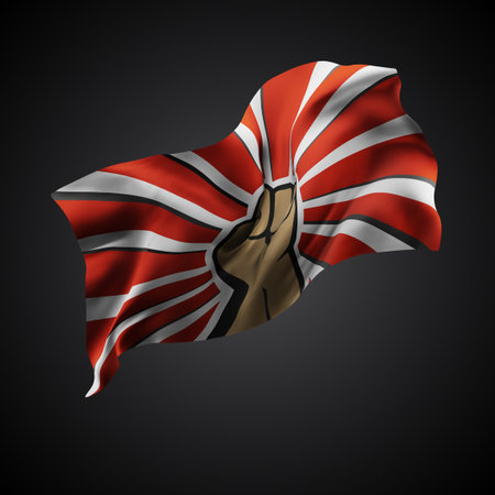 Protest, vector 3d flag with waves on a black backgroundのイラスト素材
