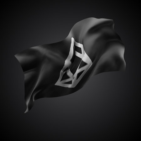 EOS, vector 3d flag with waves on a black backgroundのイラスト素材