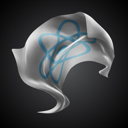 atom, vector 3d flag with waves on a black backgroundのイラスト素材