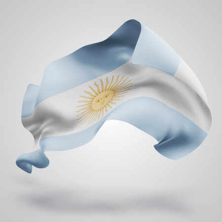 Argentina, vector 3d flag with waves on a white backgroundのイラスト素材