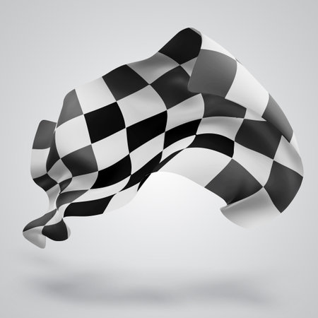 Finish, vector 3d flag with waves on a white backgroundのイラスト素材