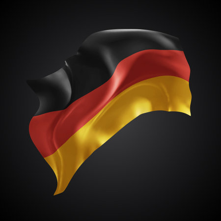 Germany, vector 3d flag with waves on a black backgroundのイラスト素材