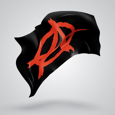 Anarchy, vector 3d flag with waves on a white backgroundのイラスト素材