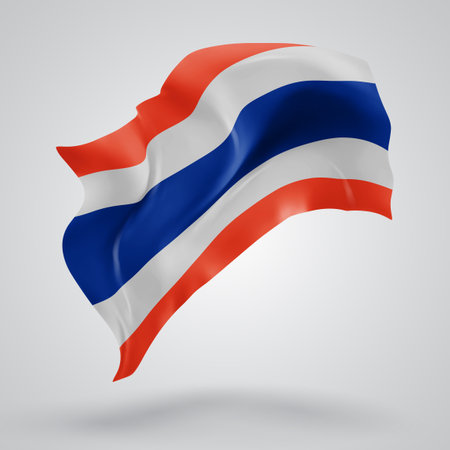 Thailand, vector 3d flag with waves on a white backgroundのイラスト素材