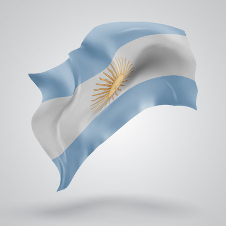 Argentina, vector 3d flag with waves on a white backgroundのイラスト素材
