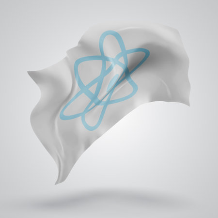 atom, vector 3d flag with waves on a white backgroundのイラスト素材
