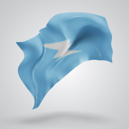 Electroneum, vector 3d flag with waves on a white backgroundのイラスト素材
