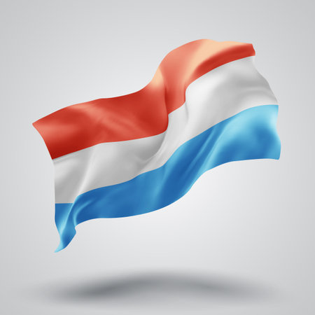 Luxembourg, vector 3d flag with waves on a white backgroundのイラスト素材