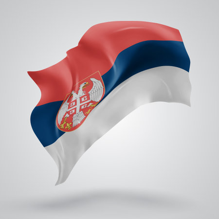 Armenia, vector 3d flag with waves on a white backgroundのイラスト素材