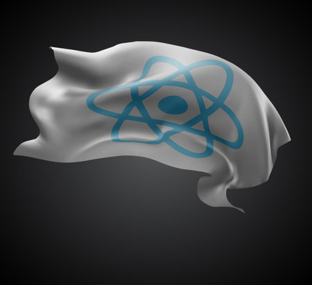 atom, vector 3d flag with waves on a black backgroundのイラスト素材