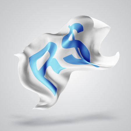 Real, vector 3d flag with waves on a white backgroundのイラスト素材