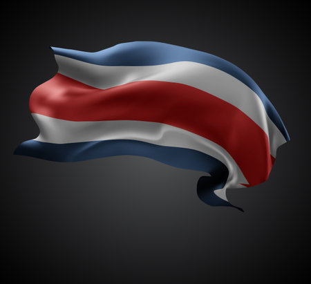 Costa Rica,vector 3d flag with waves on a black backgroundのイラスト素材