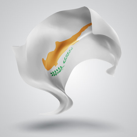 Cyprus, vector 3d flag with waves on a white backgroundのイラスト素材