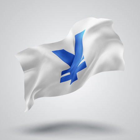 Yen, vector 3d flag with waves on a white backgroundのイラスト素材