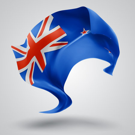 New Zealand, vector 3d flag with waves on a white backgroundのイラスト素材