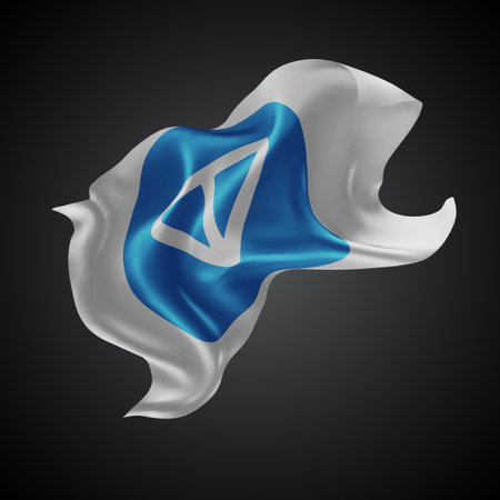 Ton, vector 3d flag with waves on a black background