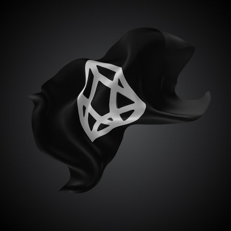 EOS, vector 3d flag with waves on a black backgroundのイラスト素材