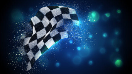 Finish, vector 3d flag with lighting and flaresのイラスト素材